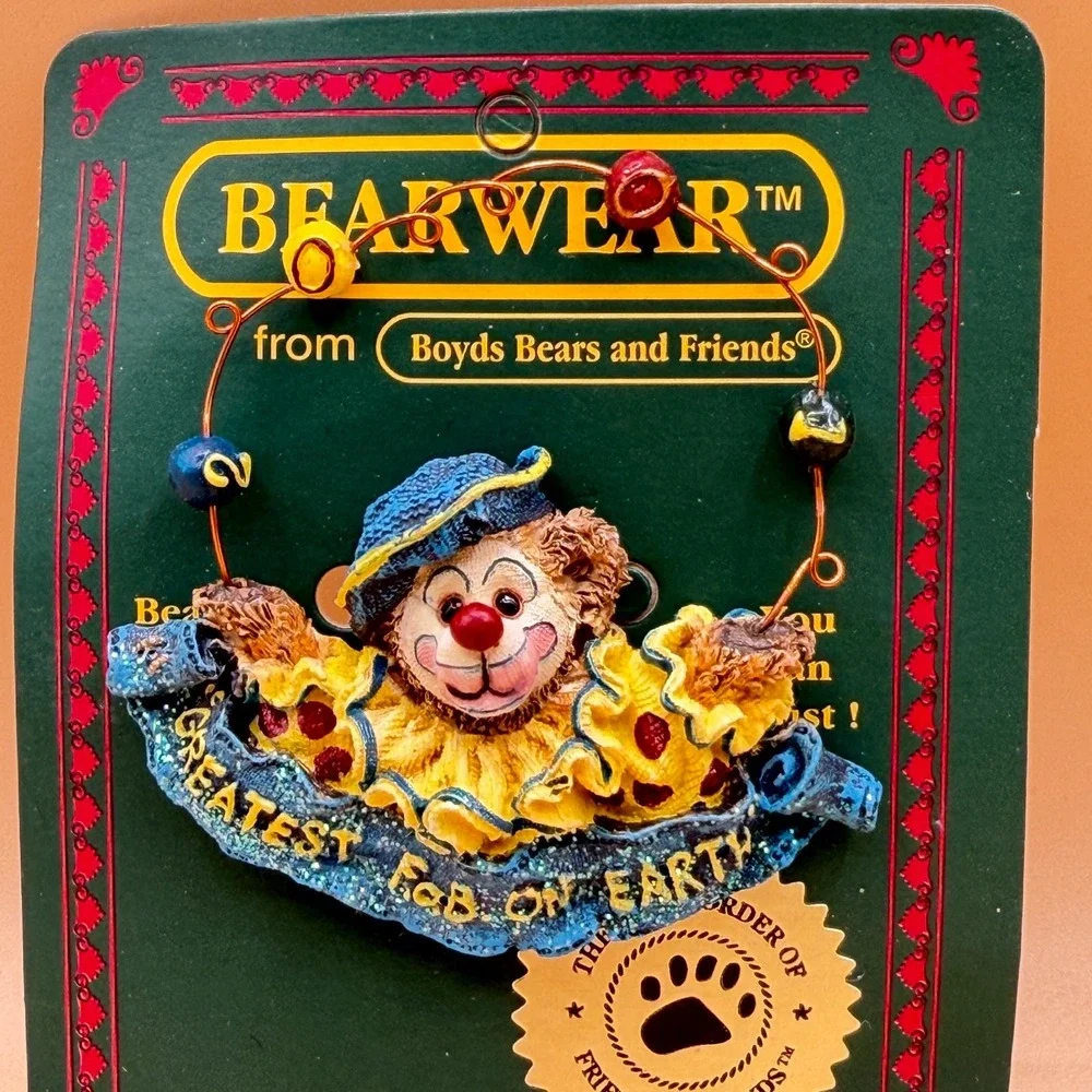 Boyds Bears Bearwear Greatest FOB On Earth Clown Brooch Pin 02001-11 Vintage